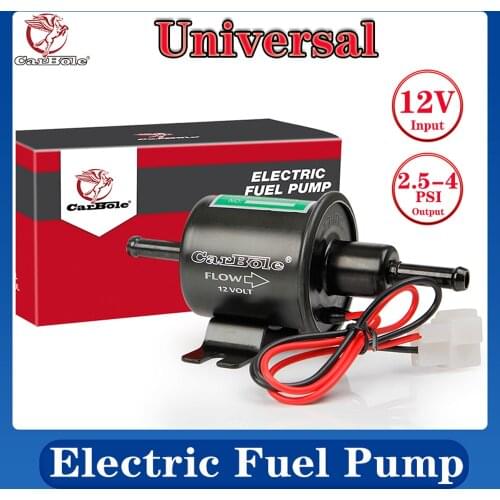 Universal Electric Fuel Pump HEP02A Petrol Gas Diesel Auto Low Pressure 2.5-4 psi 12V With CARBOLE logo