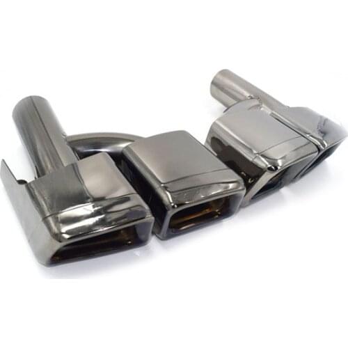 1 Pair Black Silver Exhaust Pipe For M-ercedes B-ENZ W212 E200 E260 E300 Change E63 AMG Rear Diffuser Muffler Tip
