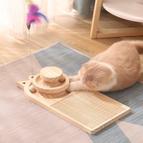Cat Toy Funny Tower Tracks Disc Cat Tracks Toys Training Intelligence Amusement Plate Cats Ball Toys For Cat Scratcher