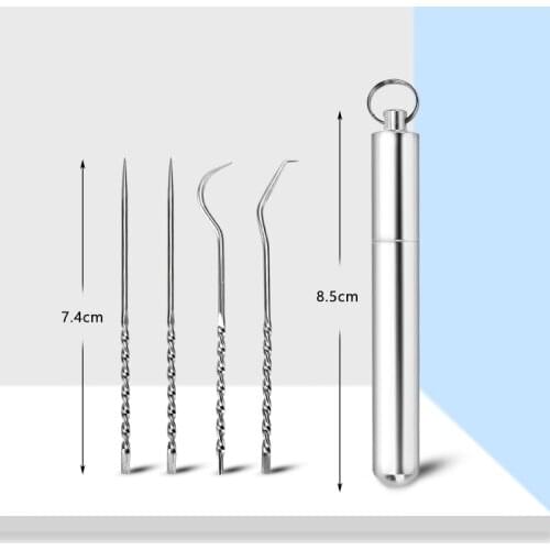 316 Stainless Steel Toothpick Portable Toothpick Bottle Fruit Fork Outdoor Home Travel Camping Tool Sealed Storage Box