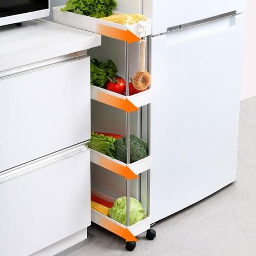 2/3/4 Tier Slim Narrow Storage Cart Mobile Shelf Unit Drawer Organizer Slide Out Trolley Cart Rack For Kitchen Bathroom Laundry