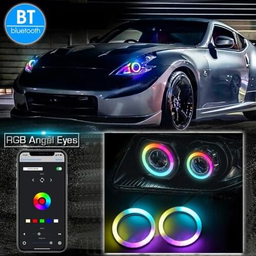 2pcs/set Rgb Angel Eyes Bluetooth App Control Halo Rings Cob Cotton Car Signal Driving Headlight 70-80-90-95-100-110-120mm