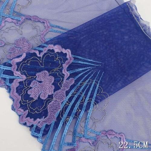 33Yds Embroidered Lace Ribbon Purple Blue Flower Trim Fabric for DIY Sewing Crafts Garment Embellishments Party Table Decor