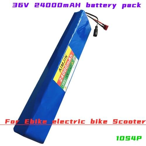 T-type Interface 36V Battery 10S4P 24Ah Battery Pack 1000W High Power Battery 36V24000mAh Electric Bicycle BMS + 42v Charger