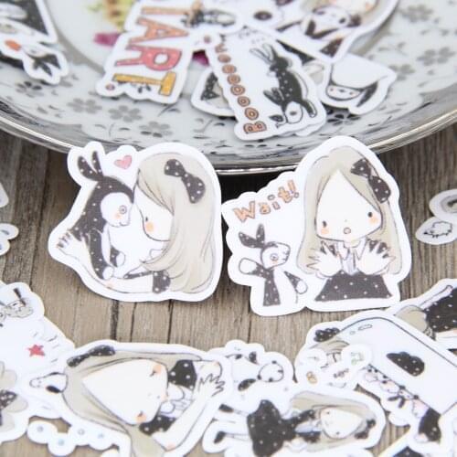 40 pcs / set cute girl polar bear animal expression homemade scrapbooking sticker kawaii expression childrens toys