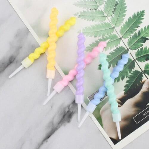 6pcs/set Thread Color Birthday Candles With Stand Cake Candle Party Supplies Wedding Decoration Baby Children Party Supplies HOT