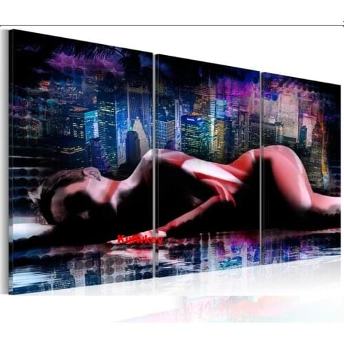 Sexy Woman Intimacy Big City Diamond Painting full Square/round Drill Triptych 5d Diy Handicraft embroidery Mosaic Lady 3 Piece