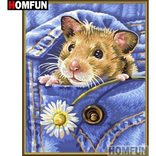 HOMFUN Diamond Painting "Mouse flower" DIY 5D Diamond Embroidery Sale Full Set Rhinestone Cross Stitch Home Decor A19899