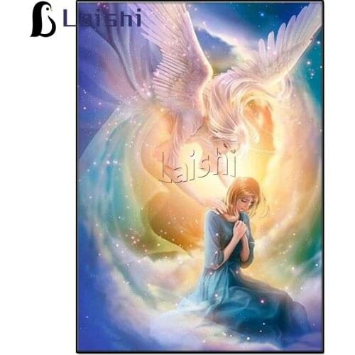 Angel guardian full square diamond painting pictures for embroidery round diamond mosaic paintings wall stickers decoration