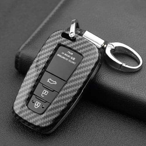 Carbon Fiber Color ABS Car Key Case for Toyota Camry CH-R Prius Prime Land Cruiser Prado RAV4 Avalon Corolla Sedan