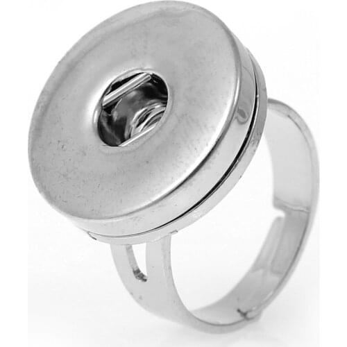 DoreenBeads Copper Snap jewelry Adjustable Rings Fit 18mm/20mm Round Silver Color 16.9mm (US size 6.5),Hole Size: 6mm ,1 Pc