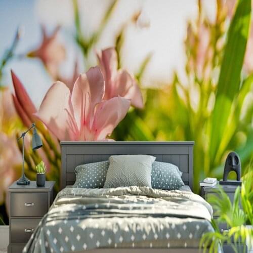 Dropship Colomac Floral Wallpaper Crocus Pink Flower Plant Landscape Mural Wallpaper Bedroom Papel Pared Wallpapers Home Decor