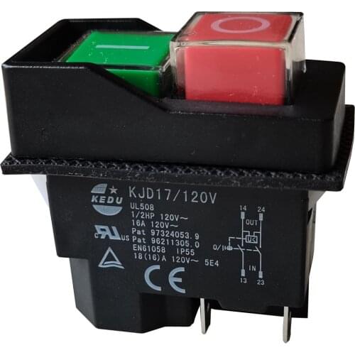 KEDU Electromagnetic Switch Waterproof Push-key Switch Push Button Switches for Industrial Machine Tools 16A 120V 240V KJD17