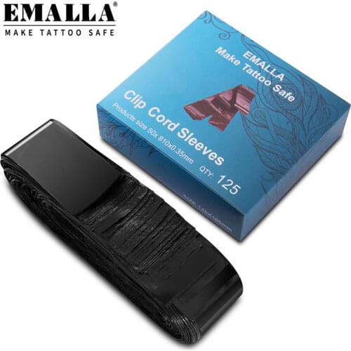 EMALLA 125PCS Disposable Tattoo Clip Cord and Tattoo Pen Machine Covers Bags Plastic Tattoo Clip Cord Sleeves Bags Accessories