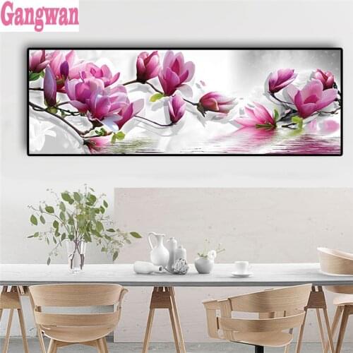 Purple Blooming Trees Magnolia Flower diamond embroidery mosaic diamond painting full square round stitch cross rhinestone large