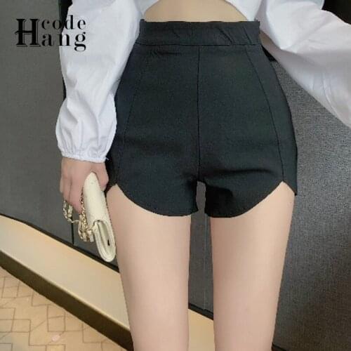 HangCode Ins Hot Black Shorts 2021 New Arrival Elastic High Waist Slim Women Shorts Casual Korean Fashion Denim Shorts