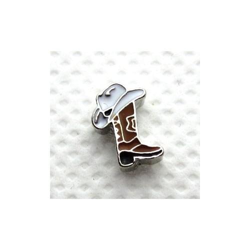 Hot selling 20pcs/lot cowboy hat floating charms living glass floating memory lockets