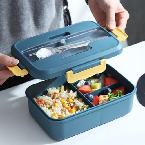 Lunch Box Pure Color Korea Style Easy-cleaning Microwave Square Insulation Bento Box for Home