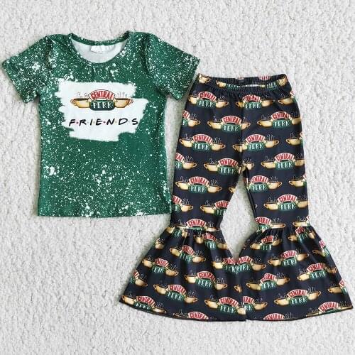 Hot Sale Kids Designer Clothes Girls Fall Outfits Boutique Baby Girls Clothes Fashion Bell Bottom Outfits Children Clothing Sets