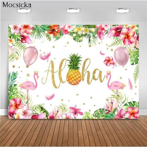 Mocsicka Baby Shower Background Flowers Flamingo Decoration Style Child Portrait Photo Background Photography Banner