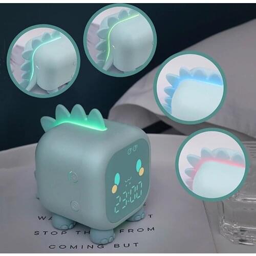 LED Cartoon Dinosaur Alarm Clock Kid Bedroom With Temperature System Digital Voice Control Time Heavy Desktop Decoration Display