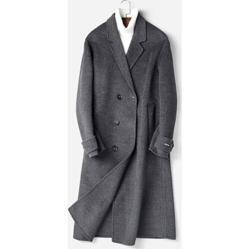 Real 100% Wool Coat Men Long Coat Winter Autumn Double-sided Woolen Coat Jacket Abrigo Hombre Invierno P-S8176Z ZL896