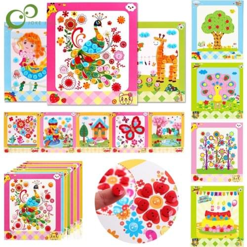 8Pcs/Set DIY Button Stickers Drawing Toys Handmade Art Class Painting Drawing Craft Toys Children Kids Early Educational Toy YJN