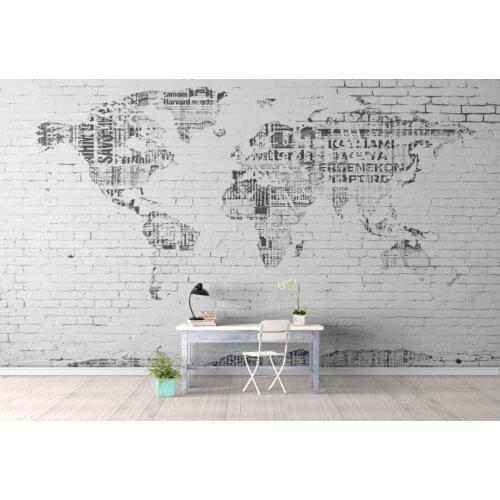 Bacal Photo wall mural wallpaper 3D retro world map brick wall background wall abstract art painting wall paper home decor
