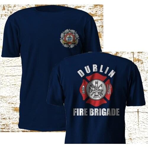 Newest 2019 Men T-Shirt Fashion New Dublin Firefighter Fire Brigade Service Uniform Navy T SHirt S-3XL Print