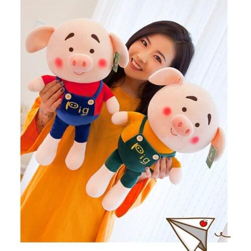 New style lovely cartoon pig plush toy creative strap pants design pig soft cotton toy throw pillow birthday gift h0992