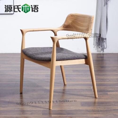 Solid Wood Dining Chair Modern Simple Water Ash Hiroshima Chair Leisure Coffee Chair Fashion Desk Chair