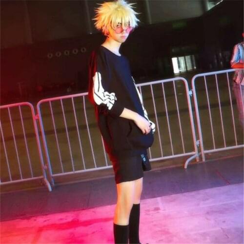 Anime Clothing Katsuki Bakugou Cosplay Costume Fan-fiction Hip hop Hoodies Black Punk Pants
