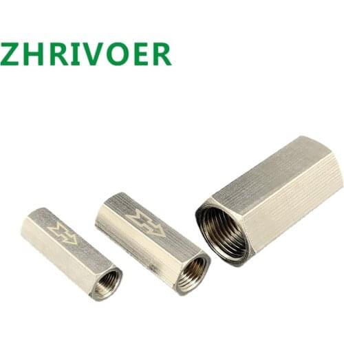 Pneumatic check valve outer hexagon copper plating 1 / 2 / 3 / 4 / 6 minutes 1 inch cv-01 02 gas check valve double inner wire