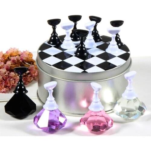 12PCS/1Set Nail Holder Stand Magnetic Nail Tip Stand Nail Practice Display with Base False Nails Showing Shelf Manicure Tools