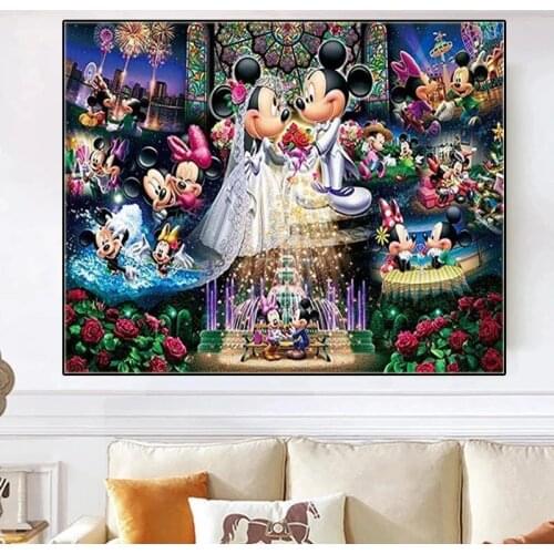 Mickey & Minnie Celebrate Wedding Posters Print Animation Disney Canvas Painting CatoonWall Art Picture for Home Decor Cuadros
