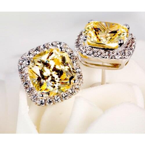 Lose money Luxury Female Topaz Gemstone Earrings Fashion 925 Sterling Silver Earrings Vintage Double Stud Earrings For Women