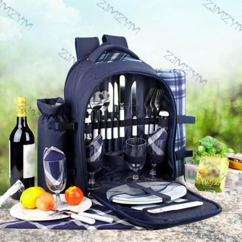 AYC1601 Shoulder Picnic Bag Multifunctional Portable Picnic Backpack Camping Insulation Backpack With Outdoor Camping Tableware