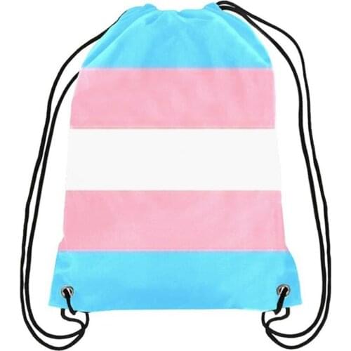 Transgender Pride Drawstring Backpack LGBT Bag Sports 35x45cm Gift Festival Polyester Vivid Color Digital Printed