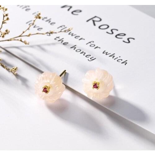 Genuine Crystal 100% 925 Sterling Silver Stud Earrings For Women Elegance Pink Crystal Original Wedding Earrings For Wholesale