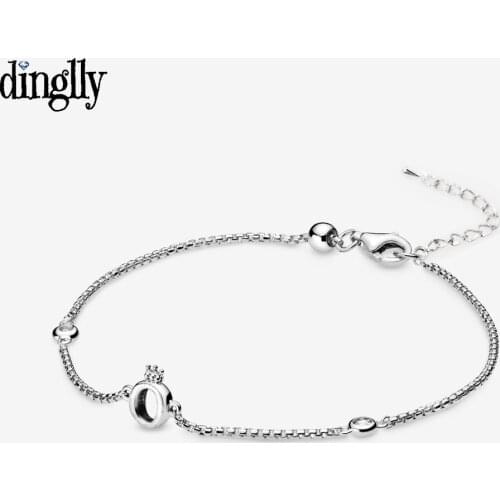 DINGLLY New Adjustable Size Silver Color Shiny Crown O Lobster Clasp Bracelets For Women Boy Girl Child Bracelet & Bangle