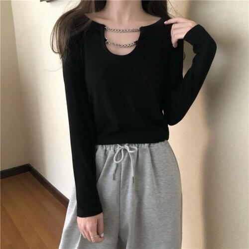 Bottoming Shirt Top for Women Autumn 2021 New All-Matching Slim Fit Black Inner Wear Long Sleeve T-shirt