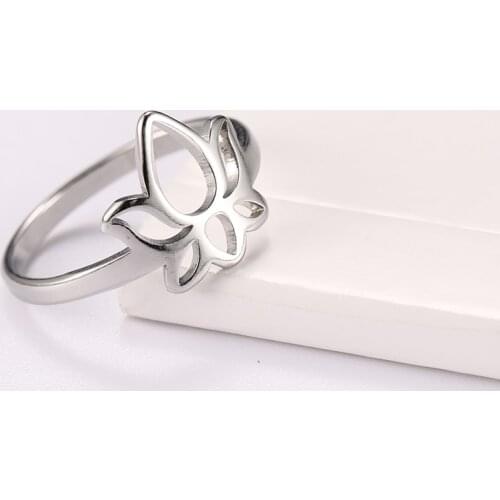 COOLTIME Lotus Stainless Steel Wedding Rings for Women Mens Wedding Band Joyeria De Acero Inoxidable Cute/Romantic Gift
