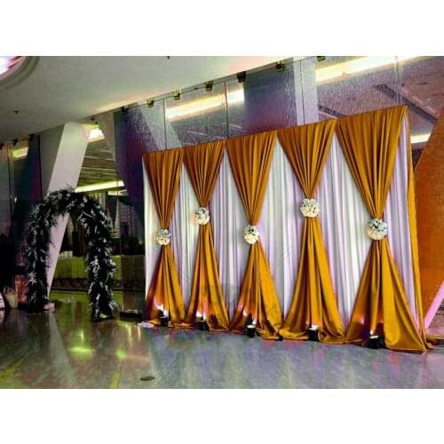10ftX20ft white Wedding Backdrop Curtain with gold Wedding Drapes/Stage Backdrop For Wedding Event Party Banquet Decoration