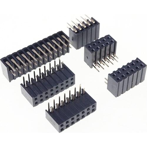 10pcs 2.0 mm PCB Female Header 4 10 12 14 16 20 24 40 44 80 Pin Dual row Through Holes Angled 90 Degree 7.2 mm Insulator Height