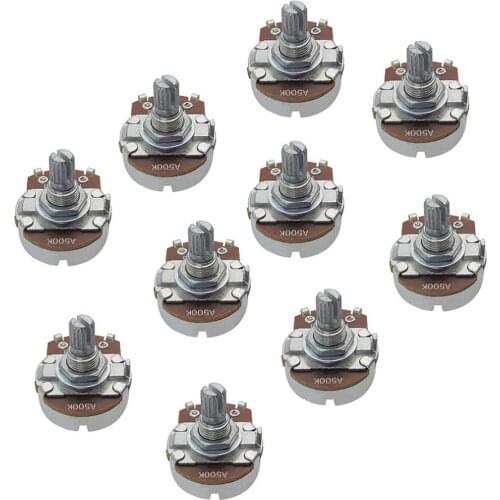 FLEOR 10pcs Guitar Potentiometer Pot Short Shaft Guitar Accessories -Potentiometer 500k / 250k for choose