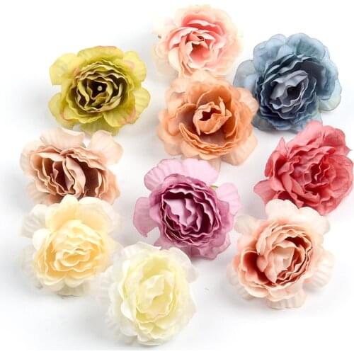 100pcs Carnation Artificial Silk Oil Paint Flower Heads For Home Wedding Decoration DIY Scrapbooking Gift Box Craft Fake Flowers