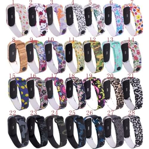 100PCS Replacement Printed Patterns Smart Accessories For Xiaomi Mi Band 3 4 Strap Watch Bracelet Miband 3 4 Wrist Band Silicone