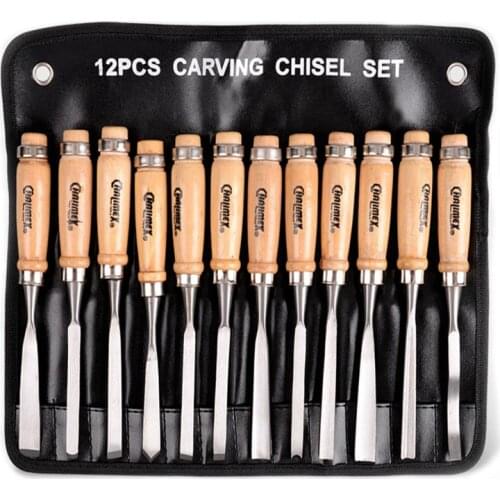 12pcs/Set Woodworking Wood Carving Chisel Gouge Set Hand Chisel Carpenter Knife Tools