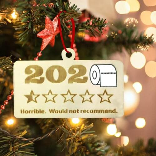 2020 Toilet Paper Pattern Santa Claus Christmas Hanging Pendant Wooden Ornament Window Display Party Decoration Kids Toy