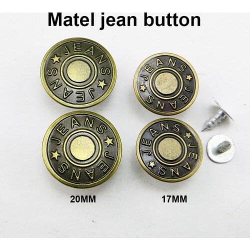 30PCS 17MM/20MM trouser LETTER series BRONZE TONE metal STAR jeans button sewing clothes accessories JMB01